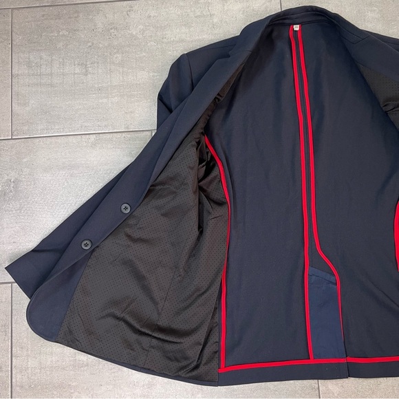 Express Performance Navy Blue Slim Sport Coat Size 44R - Picture 8 of 11